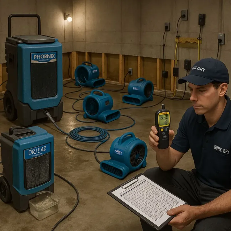 Structural Drying and Dehumidification process in El Rio, CA